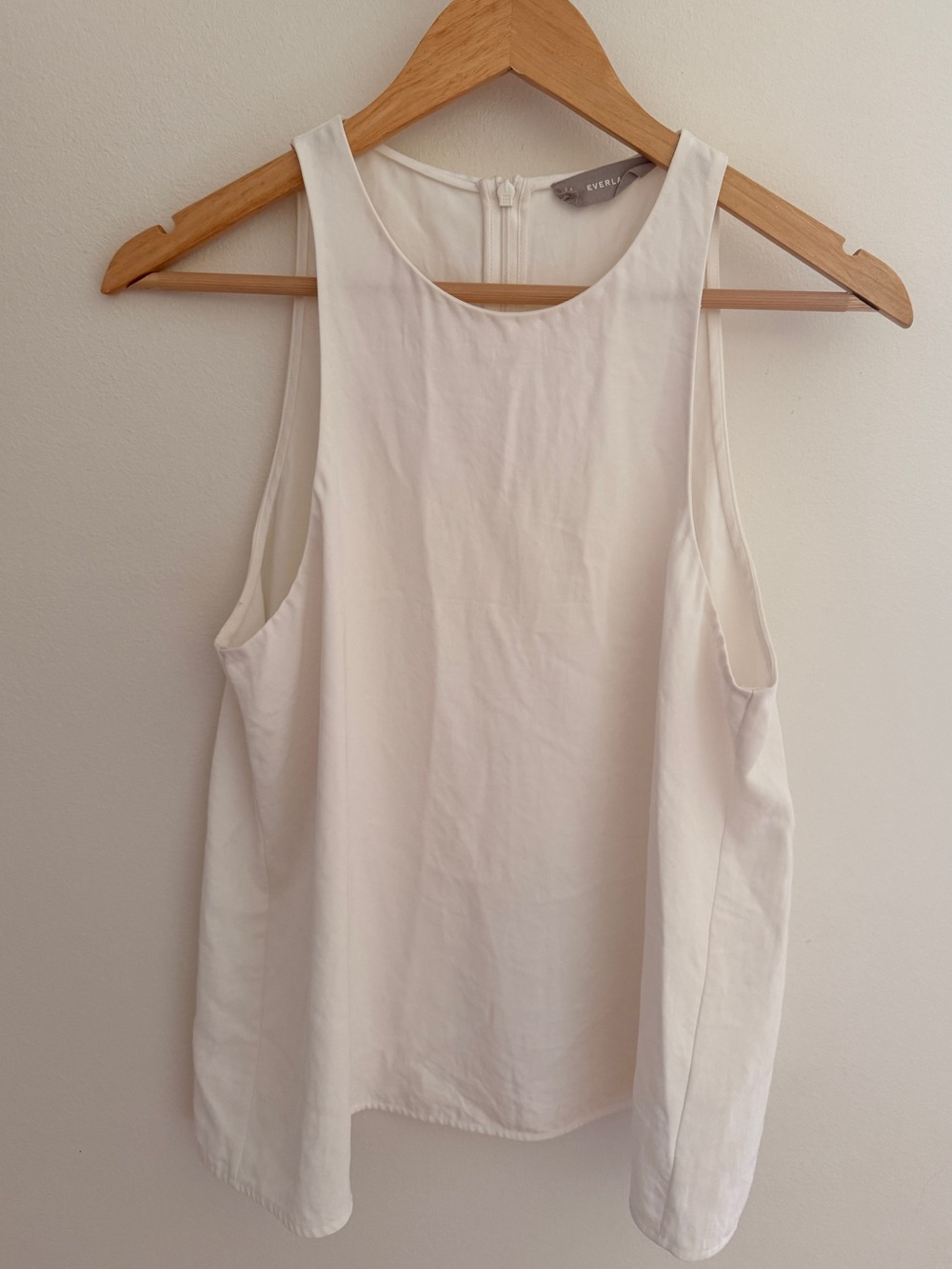 Everlane High Neck Sleeveless Back Zip Ivory Tank